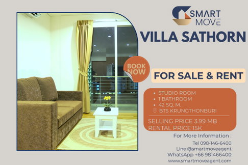 🔥 For Sale !! South Facing, Good location!! 🔥 Code C20221204170....Villa Sathorn, Studio, 1 bath, furnished, ready to move in, Special Deal!!📣📣