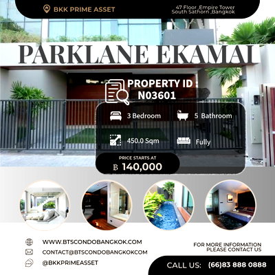 Townhouses for rent Watthana : □■ Brand-new Luxury pool villa in Ekamai 22 Glamously decorated 3 BR 5 BH 39 SQW and 450 SQM of utilization for  Rental■□