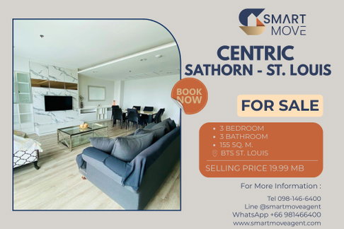ขาย !! วิวเมือง, ห้องกว้าง, ชั้นสูง 24++, ทำเลดี!! 🔥 Code C20221200267....Centric Sathorn - ST. Louis, 3 ห้องนอน, 3 ห้องน้ำ, แต่งครบ, ราคาพิเศษ!!📣📣