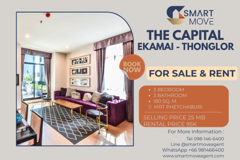 ขาย- เช่า !!  ห้องหายาก, ตกแต่งสไตล์โมเดิร์น!! Code C20240300016...The Capital Ekamai - Thonglor, 3 นอน, 3 น้ำ, ตกแต่งบิวท์อินทั้งห้อง, ราคาพิเศษ!!📣