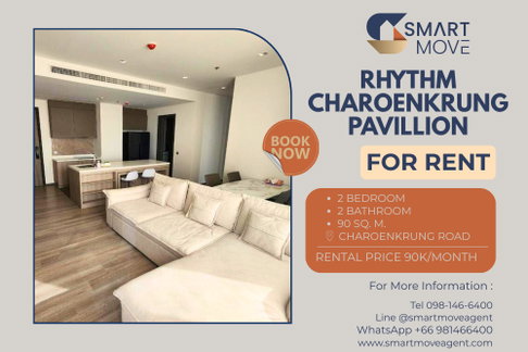 🔥 สำหรับเช่า !!🔥 Code C20250400068....Rhythm Charoenkrung Pavillion, 2 ห้องนอน, 2 ห้องน้ำ, ชั้นสูง 15++, สไตล์โมเดิร์น, แต่งครบ, พร้อมเข้าอยุ่ 📣📣