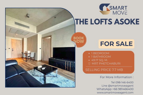 🔥 Sale with tenant !! big size, high floor 19++, corner room !! 🔥 Code C20221210808....The Lofts Asoke, 1 bed, 1 bath, furnished, Special Deal!!📣📣