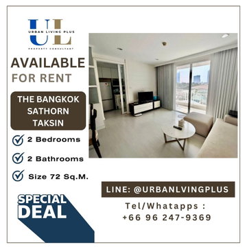 ( UL2409192 ) Tel/Line 096-247-9369✨ ให้เช่า !! THE BANGKOK SATHORN-TAKSIN 2 ห้อนอน 2 ห้องน้ำ ขนาด 71 ตร.ม. ห้องสวย ชั้นสูง !!!