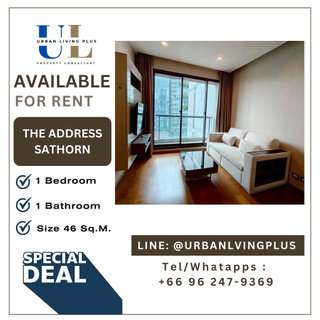 รูปภาพ ( UL2601162 ) Tel/Line 096-247-9369✨ FOR RENT The Address Sathorn / 1 bedroom, 1 bathroom, 46 Sq.M. furnished, Special Deal!!