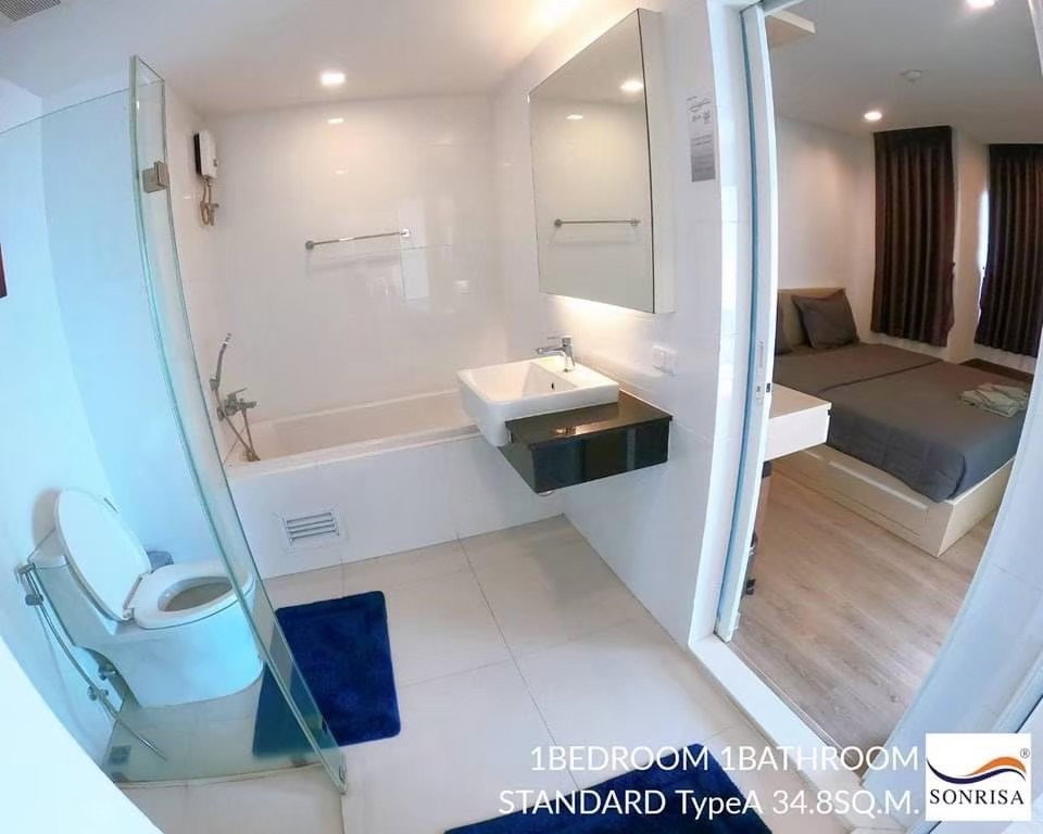 รูป ให้เช่าคอนโด ซันไรซ่า วิวทะล ห้องใหญ่ ใกล้ รพ.สมเด็จฯ ศรีราชา - รูปที่ 9/14