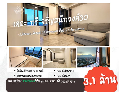 มีห้องว่าง แต่ห้องนี้ขายแล้ว!! ขายห้องมุม มี 3 ทิศ เหนือ ตะวันตก ทิศใต้ พร้อมอยู่แล้วทำเลศิริราช The Tree จรัญ 30 **หายาก 1 ชั้น มี1 ห้อง  **โทนขาว