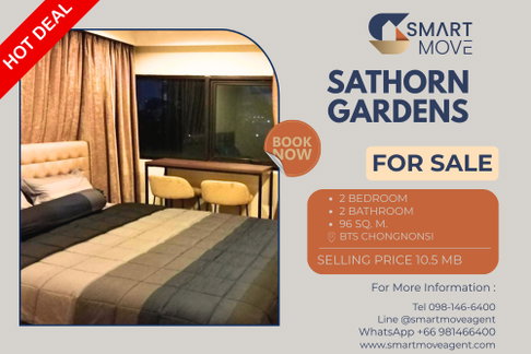 🔥 ขายพร้อมผู้เช่า !! ทำเลระดับพรีเมียม !! 🔥 Code C20230203695..........Sathorn Gardens, 2 ห้องนอน, 2 ห้องน้ำ, แต่งครบ, ราคาพิเศษ!!📣📣