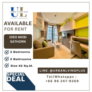 รูปภาพ ( UL2601291 ) Tel/Line 096-2479369 , FOR RENT !! IDEO MOBI SATHORN 2 bedrooms 2 bathroom 52 Sq.M., Corner unit, Hot deal