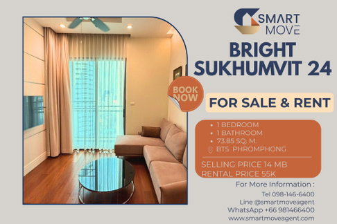 🔥 สำหรับขาย- เช่า !! โครงการระดับ luxury !! 🔥 Code C20260100057..Bright Sukhumvit 24, 1 ห้องนอน, 1 ห้องน้ำ, ชั้นสูง 11++, แต่งครบ, ราคาพิเศษ!!📣📣