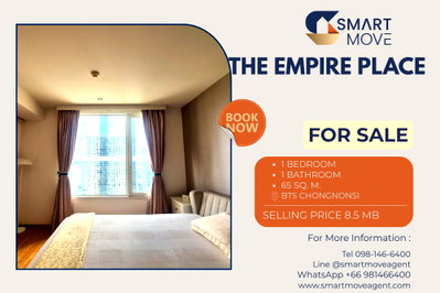 ขายคอนโด : 🔥 สำหรับขาย !! ห้องอยู่ทิศเหนือ, วิวสวย !! 🔥 Code C20230600847.......The Empire Place, 1 ห้องนอน, 1 ห้องน้ำ, ชั้นสูง 27++, แต่งครบ, ราคาพิเศษ!!📣📣