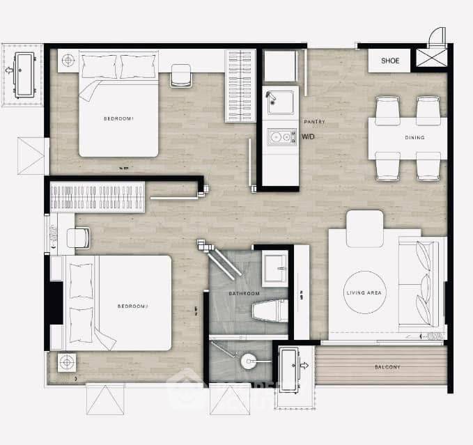 รูป คอนโด 2 ห้องนอน ขาย ที่ ฟินน์ อารี ใกล้ BTS อารี (ID 2062224) - รูปที่ 2/15