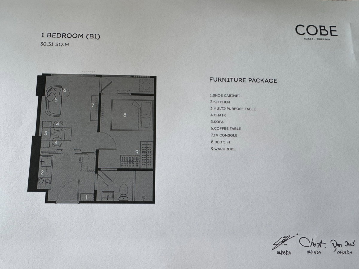 รูป ขาย!! COBE Kaset-Sripatum : 1ห้องนอน 1ห้องน้ำ ชั้น 8 ขนาด 30.31ตรม. - รูปที่ 5/5