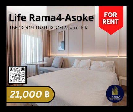 🟨🟨🟦🟦[ ให้เช่า ] Life Rama 4-Asoke รหัส MM302-02B🟦🟦🟨🟨 คลิ๊ก‼️ Akara Real Estate ✅✅✅ "ตอบไว ทันใจ ใส่ใจทุกขั้นตอน"