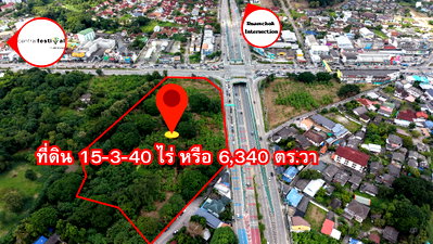 Land for sale Chiang Mai : Prime Corner large Land for sale – 3 Minutes to Central Festival Chiang Mai Red Zone (High-Density Commercial) | 15 Rai | 8-Lane Intersection