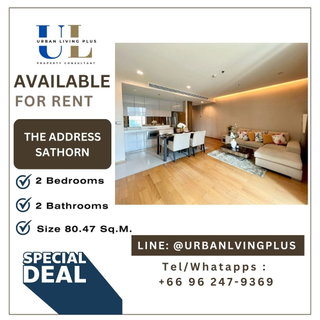 รูปภาพ ( UL2602181 ) Tel/Line 096-2479369, For rent, The Address Sathorn, 2 bedrooms, 2 bathrooms, 82 sq m, corner room, rare position, special price!!!🔥🔥