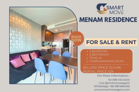 ขาย -เช่า ! คอนโด Luxury Class, วิวแม่น้ำ, ชั้นสูง 37++ !!🔥 Code C20260200035..Menam Residence, 2 นอน, 2 น้ำ, แต่งครบ, พร้อมเข้าอยู่, ราคาพิเศษ!