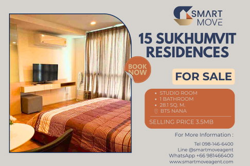 🔥 ขายพร้อมผู้เช่า !! ชั้นสูง, ทำเลดี !! 🔥 Code C20260200031..........15 Sukhumvit Residences, ห้องสตูดิโอ, 1 ห้องน้ำ, แต่งครบ, ราคาพิเศษ!!📣📣