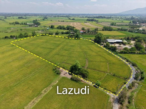 13 Rai Land for Sale, Rice field and Mountain view in San Pong