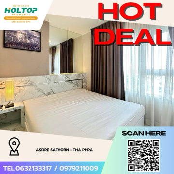 #Z4834💥 040369 🔥 Condo for Rent: Aspire Sathorn - Tha Phra