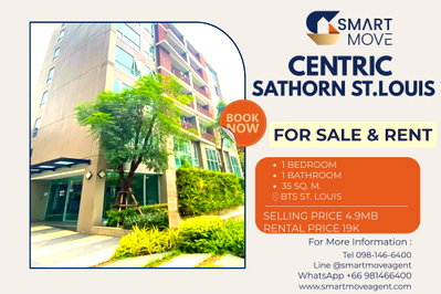 ขายคอนโด : 🔥 สำหรับขาย -เช่า !! ชั้นสูง 13++ !!🔥 Code C20221200122....Centric Sathorn - St.Louis, 1 ห้องนอน, 1 ห้องน้ำ, แต่งครบ, พร้อมเข้าอยู่, ราคาพิเศษ!!📣📣