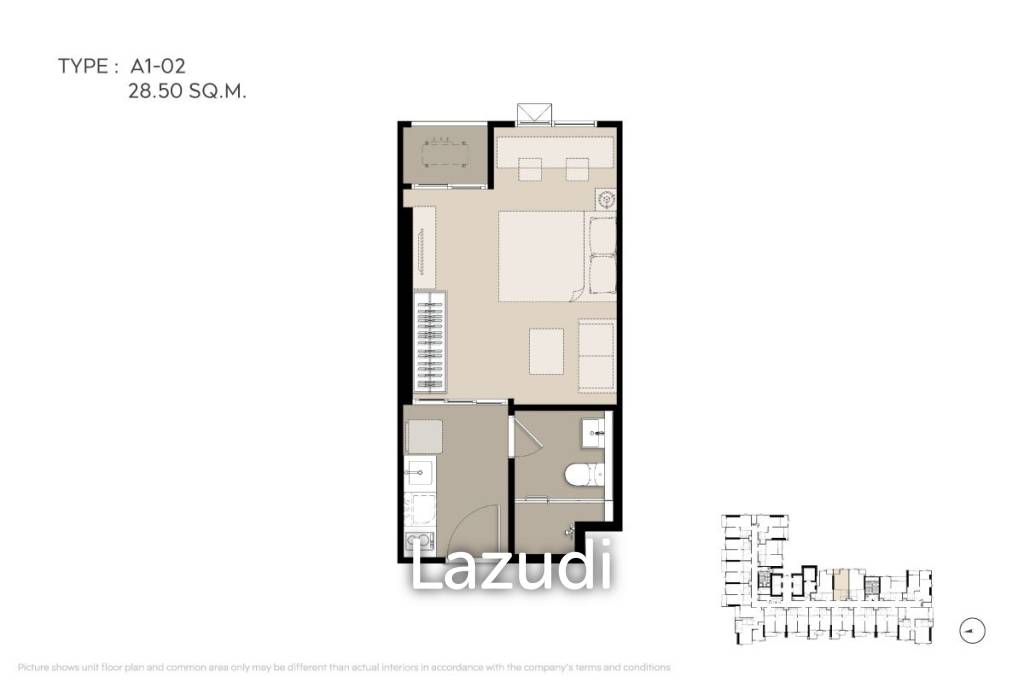รูป คอนโดสตูดิโอ 28.5 ตร.ม. ชั้น 9 ย่านจอมพล จตุจักร - รูปที่ 2/9