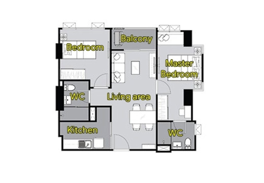 รูป ห้องชุด 59 ตร.ม ชั้น 12 ห้องมุม ศุภาลัย เวอเรนด้า รามคำแหง - รูปที่ 14/14