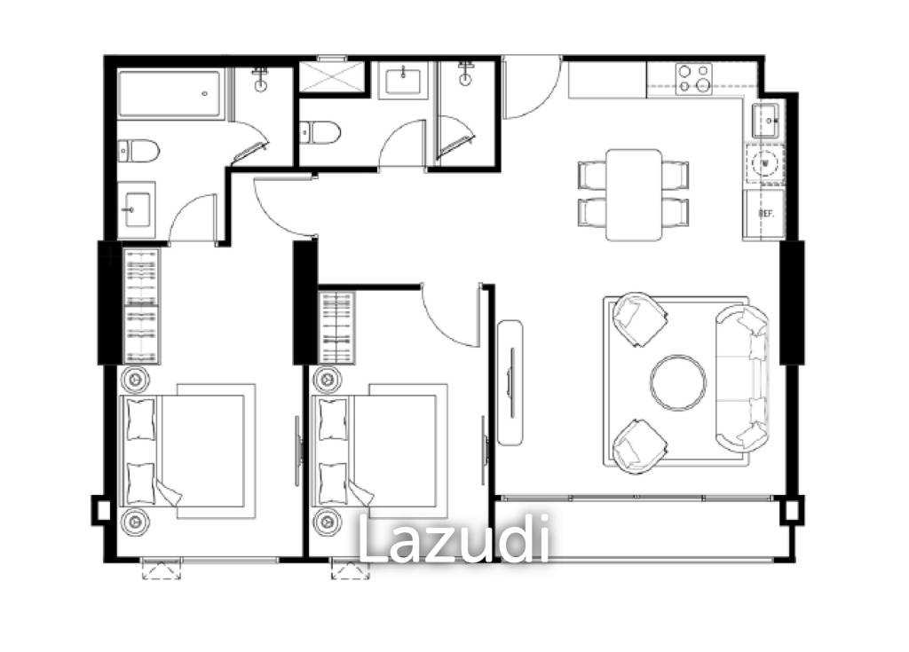 รูป 2 ห้องนอน 2 ห้องน้ำ 85.30 ตร.ม. เทตต์ พัทยา - รูปที่ 4/4