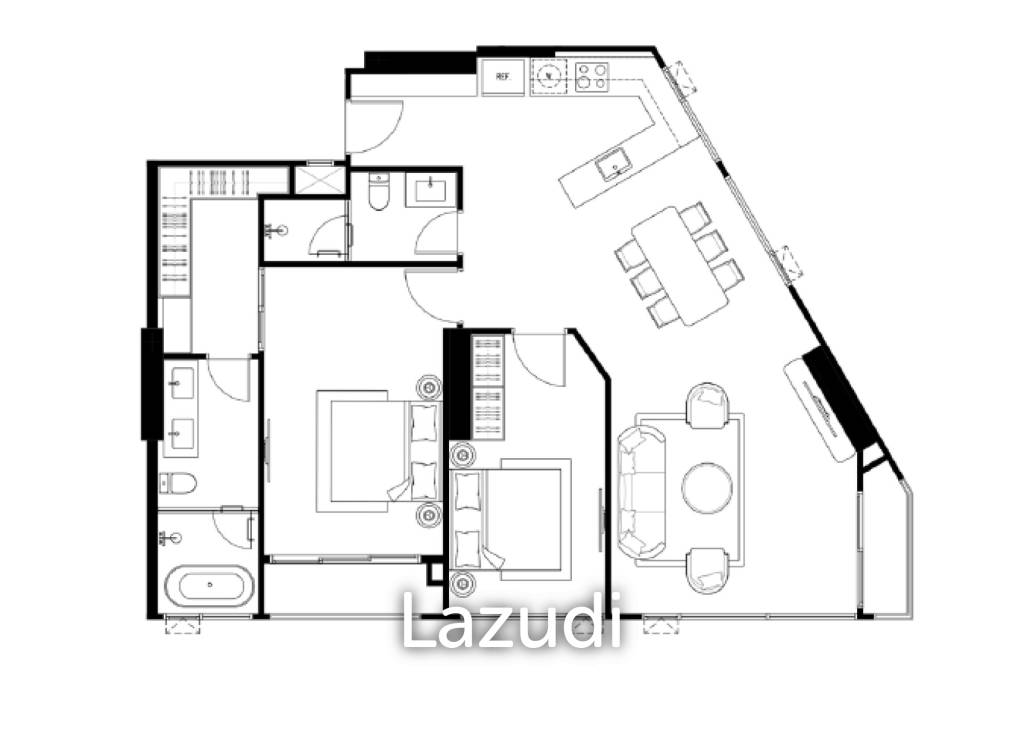 รูป 2 ห้องนอน 2 ห้องน้ำ 105.80 ตร.ม. เทตต์ พัทยา - รูปที่ 4/4
