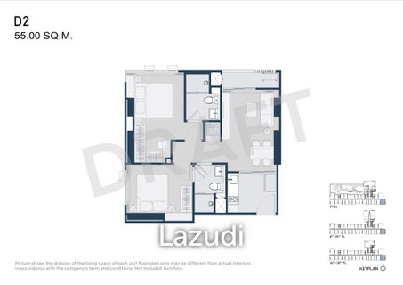 คอนโด 2 ห้องนอน 2 ห้องน้ำ ในโครงการ Life Udomsuk Station บางนา