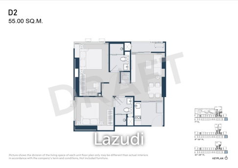 คอนโด 2 ห้องนอน 2 ห้องน้ำ ในโครงการ Life Udomsuk Station บางนา