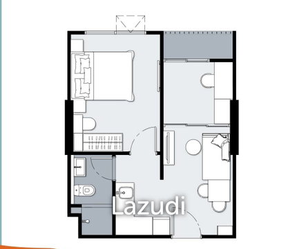 2 Bed 1 Bath 48.11 SQ.M The Cube Amaze Srisoonthon