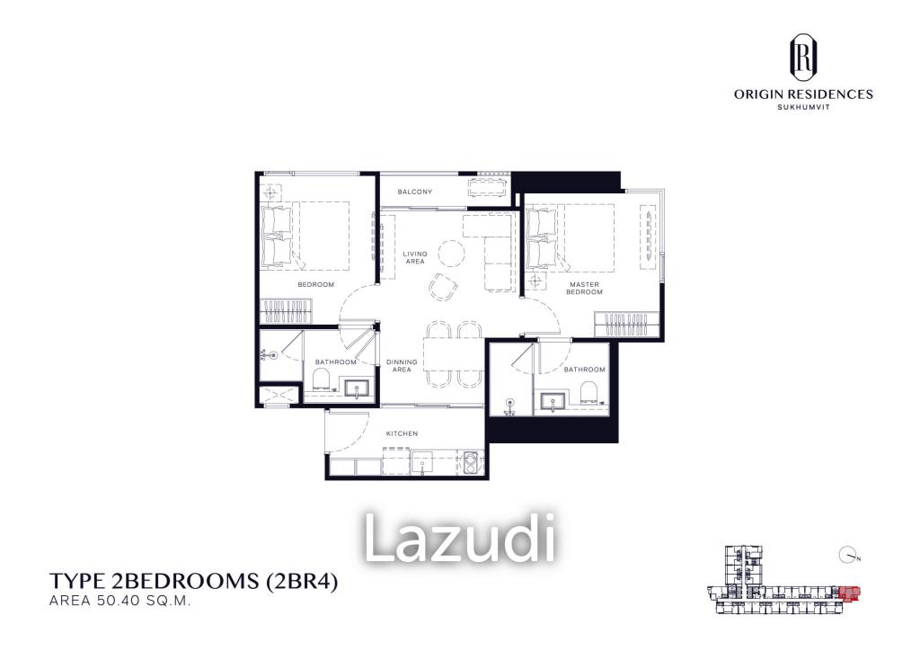 picture 2 Bed 50.40 SQ.M. at Origin Residences Sukhumvit - 1/1