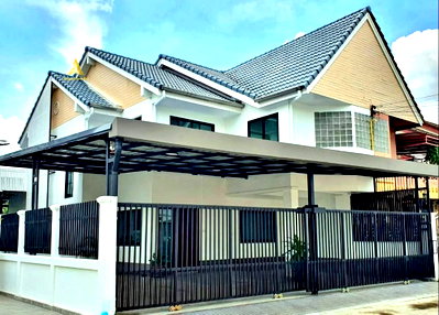 เช่าบ้านแฝด นนทบุรี : ให้เช่าบ้าน 4 ห้องนอน ใกล้ MRT ไทรม้า จดบริษัทได้ จอดรถ 3 คัน / Assetdee4u