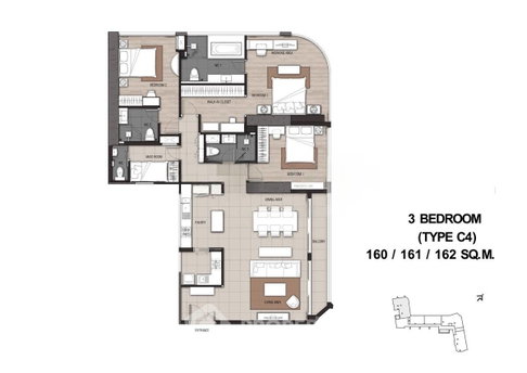 ห้อง 3 ห้องนอน ชั้น 30 Menam Residences ขาย (ID 2734276)