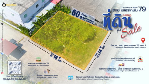 ที่ดิน 60 ตารางวา ชุมชมหรรษา79 แยก7 ซ.เพชรเกษม79 ใกล้สำนักงานเขตหนองแขม (Gant-213)