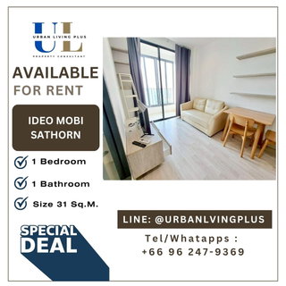 รูปภาพ ( UL2603061 ) Tel/Line 096-2479369 , FOR RENT✨IDEO MOBI SATHORN, 1 bedroom 1 bathroom Size 31 Sq.M., Hot deal