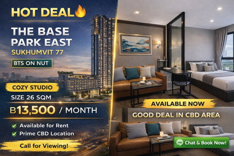 รูปภาพ 🍀🍀 Hot Deal 🔥ให้เช่า📌 เดอะ เบส พาร์ค อีส สุขุมวิท 77(Line:@rent2022)BTS อ่อนนุช ✨พร้อมเข้าอยู่  ✨ A11032