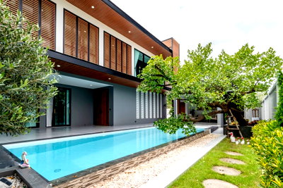 Houses for sale Frost Magical Ice of Siam : KT0342📲LineID @556ryccg🏡Pool Villa in MabPrachan Lake 850sqm 5 Big Bedroom🛋️Fully furnished🏊‍♂️Swimming pool
