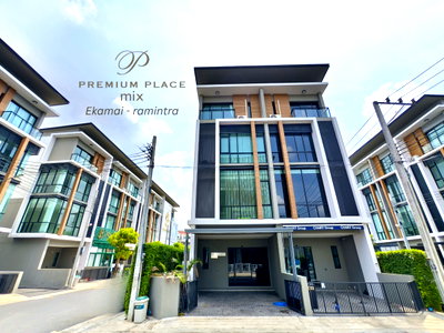 ขายโฮมออฟฟิศ : ขาย Premium Place Mix Ekamai-Ramintra  25.4 ตร.ว. โฮมออฟฟิศหรู 4 ชั้น 2 ห้องทำงานใหญ่ 3 ห้องนอน 4 ห้องน้ำ ติดถนนนวลจันทร์ หน้ากว้าง 5.5 เมตร 