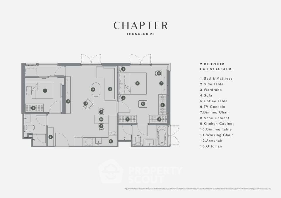 รูป คอนโด 2 ห้องนอน 57 ตร.ม. ขาย Chapter Thonglor 25 ทำเลทองหล่อ (ID 2766004) - รูปที่ 11/11