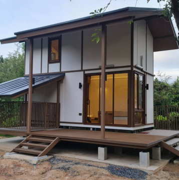 ขายบ้านสำเร็จรูป บ้านโมดูลาร์ สไตล์ loft 1 ห้องนอน 1ห้องน้ำ ระเบียง และมีบ้านสำหรับสัตว์เลี้ยง รับสร้างทั่วประเทศ