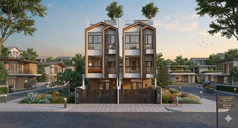 Houses for sale : R114 🏡 Detached house in the heart of the city with a private Sky Garden 🌿✨ Houses with Sky Gardens starting from 8.95 – 13 million baht.