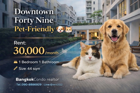 🍀🍀🍀 เลี้ยงสัตว์ได้ 🐶🐱ให้เช่า📌 ดาวทาวน์ 49(Line:@rent2022)BTS ทองหล่อ ✨พร้อมเข้าอยู่🌼A11083