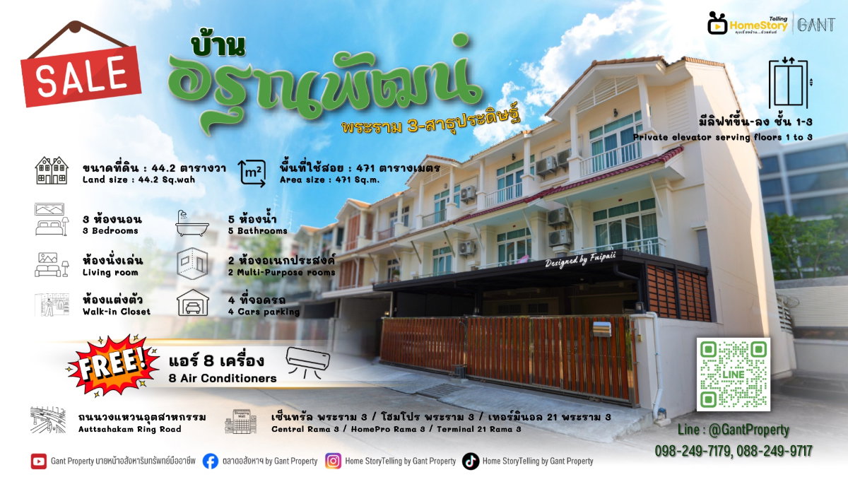 รูป (G-344) ทฮ 3 ชั้น 2 คูหา พร้อมอยู่ ใจกลางเมือง หมู่บ้านอรุณพัฒน์ พระราม3 - รูปที่ 1/40