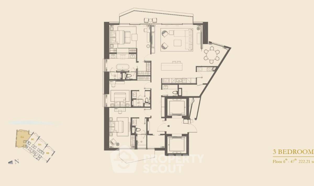 รูป คอนโด 3 ห้องนอน 223 ตร.ม. ที่ The Residences At Mandarin Oriental ใกล้ BTS สะพานตากสิน (ID 2797012) - รูปที่ 9/14
