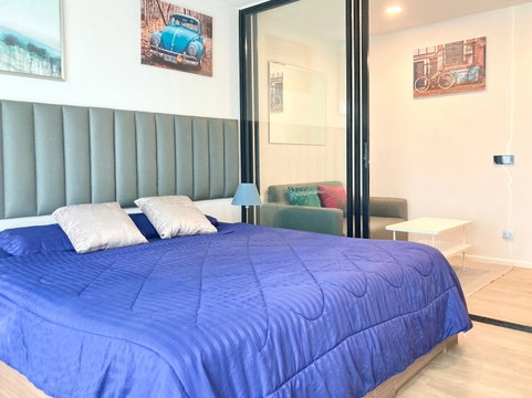 🔥NTC Home for Rent: Cave Township, near Bangkok University, Building B, 3rd Floor (12,000 THB/month) 32 sq m. Spacious room.