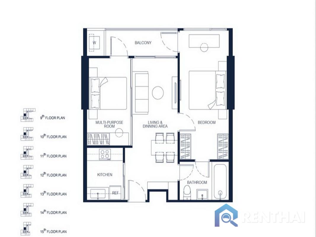 รูป สำหรับ ขาย คอนโด 2 ห้องนอน ที่ PTY Residence Sai 1 - รูปที่ 3/22