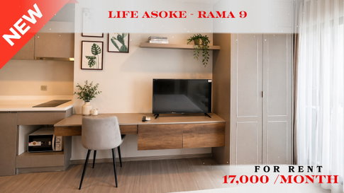 🍀🚆 Cozy Room For Rent 📌 Life Asoke–Rama 9 Condominium (Line: @rent2022) | Near MRT Rama 9 ✨ Ready to move in! ✨ 📌 Ref Code: A11209