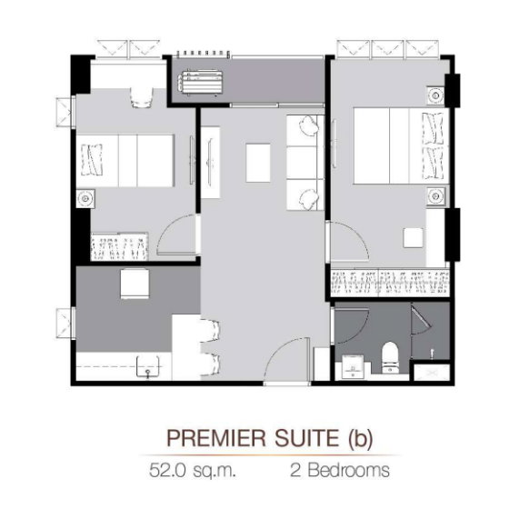 รูป 2 Bed 1 Bath Top-floor corner unit - รูปที่ 10/10