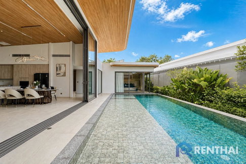 A single-storey resort-style villa featuring a private swimming pool.